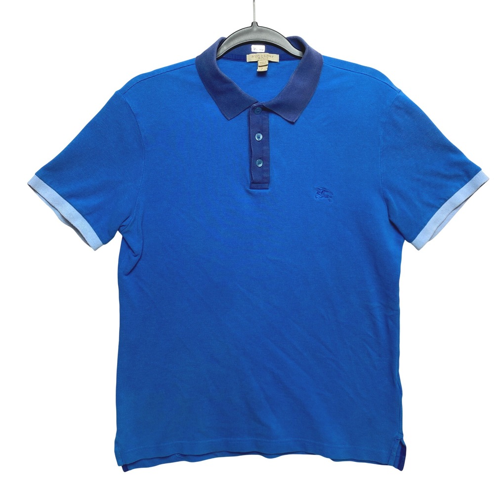 Burberry Brit Polo Shirt Mens Size Small Blue Short Sleeve Pique Collared